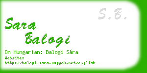 sara balogi business card
